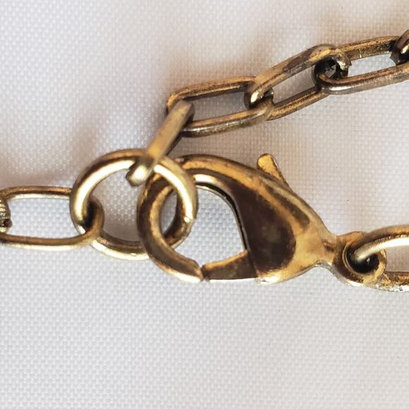 Accessorize Aztec Style Metal Bar Drop Fringe Bib Statement Necklace Gold tone - Picture 6 of 6